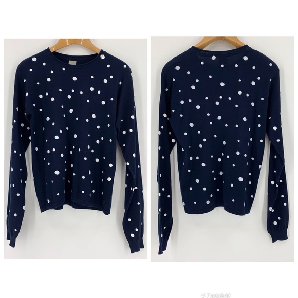 Bench NWT Navy with White Polka Dots Long Sleeve Crew Neck Cotton Sweater, 16 - Picture 12 of 16